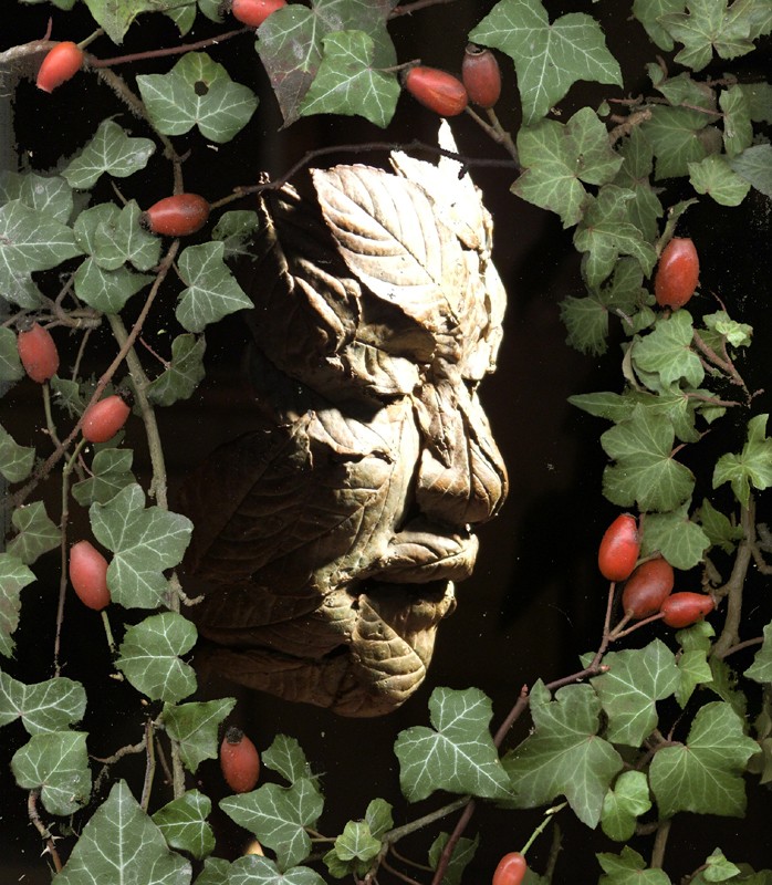 Made from Elder leaves formed over a little Elf face... (Click to enlarge)