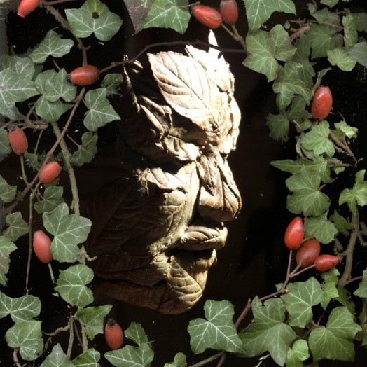 Made from Elder leaves formed over a little Elf face... (Click to enlarge)