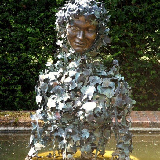 Copper and bronze water feature - a homage to Joan Hunter Dunn 