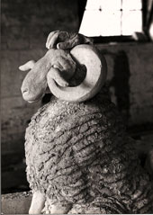 Man and ewe sculpture